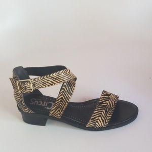 Brown Zebra Print Fur Sandal NWOT